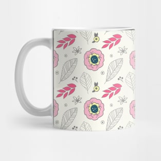 Pink Grey Retro Floral Pattern Mug